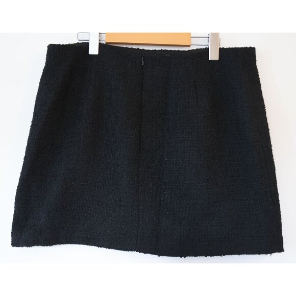 H&M Black Bouclé Mini Skirt Black 14 - Picture 3 of 3